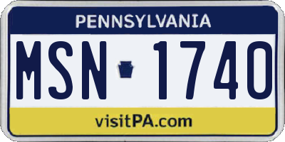 PA license plate MSN1740