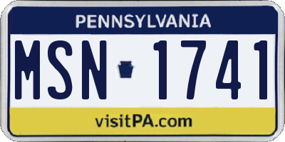 PA license plate MSN1741
