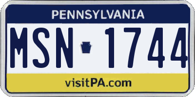 PA license plate MSN1744