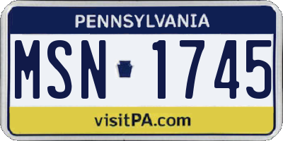 PA license plate MSN1745