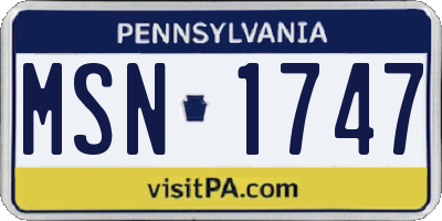 PA license plate MSN1747