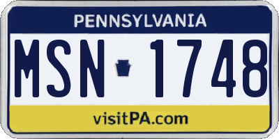 PA license plate MSN1748