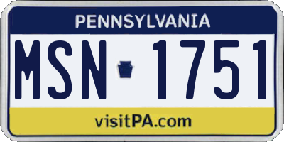 PA license plate MSN1751