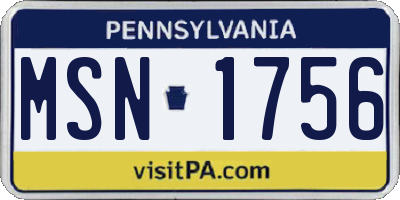 PA license plate MSN1756