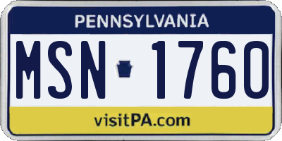 PA license plate MSN1760