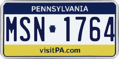 PA license plate MSN1764