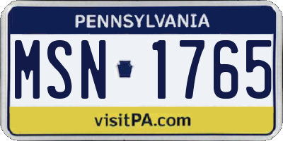PA license plate MSN1765