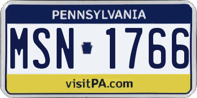 PA license plate MSN1766