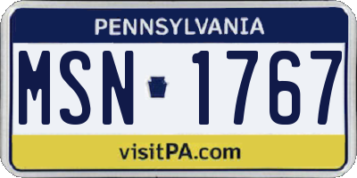 PA license plate MSN1767