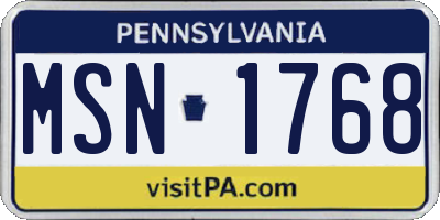 PA license plate MSN1768