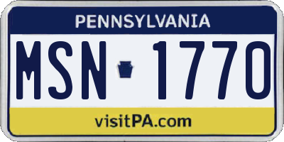PA license plate MSN1770