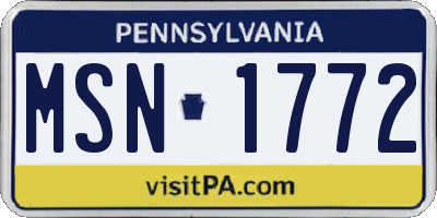 PA license plate MSN1772