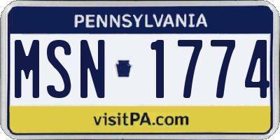 PA license plate MSN1774