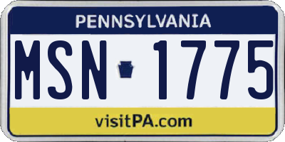 PA license plate MSN1775