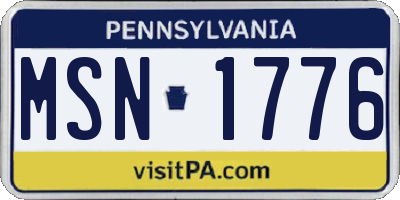 PA license plate MSN1776