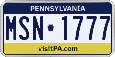 PA license plate MSN1777