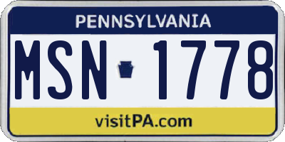 PA license plate MSN1778