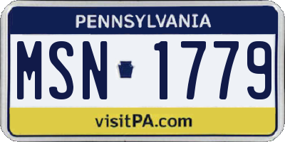 PA license plate MSN1779
