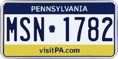 PA license plate MSN1782