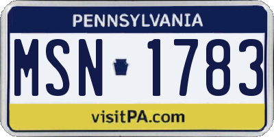 PA license plate MSN1783
