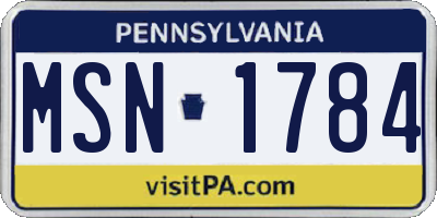 PA license plate MSN1784