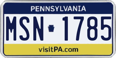 PA license plate MSN1785