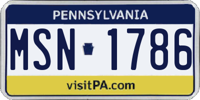 PA license plate MSN1786