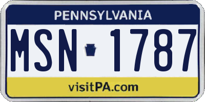 PA license plate MSN1787