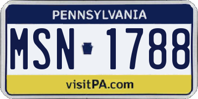 PA license plate MSN1788