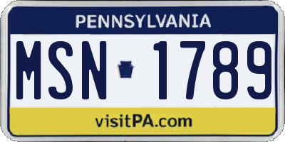 PA license plate MSN1789