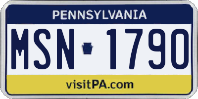 PA license plate MSN1790