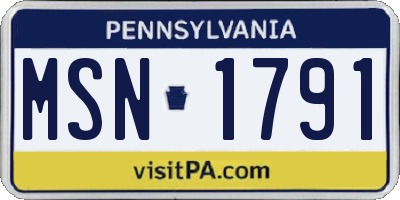PA license plate MSN1791