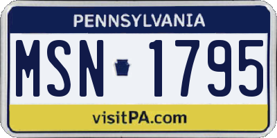 PA license plate MSN1795