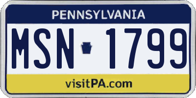 PA license plate MSN1799