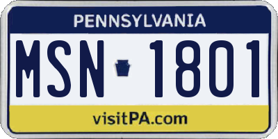 PA license plate MSN1801
