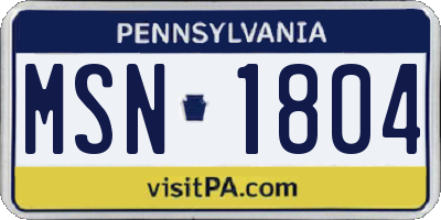 PA license plate MSN1804