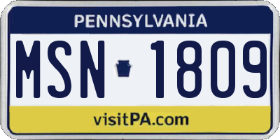 PA license plate MSN1809