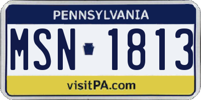 PA license plate MSN1813