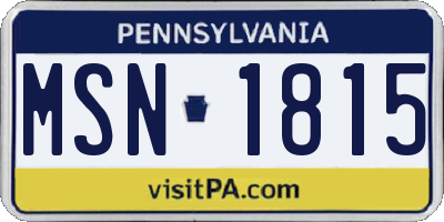 PA license plate MSN1815