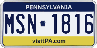 PA license plate MSN1816