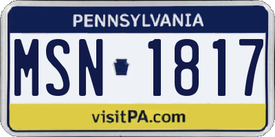 PA license plate MSN1817