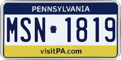 PA license plate MSN1819