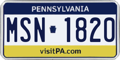 PA license plate MSN1820