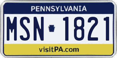 PA license plate MSN1821