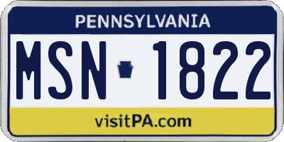 PA license plate MSN1822