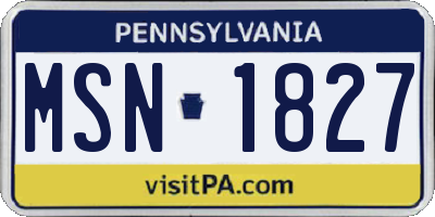 PA license plate MSN1827