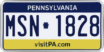PA license plate MSN1828