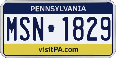 PA license plate MSN1829