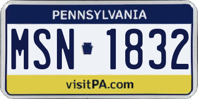 PA license plate MSN1832