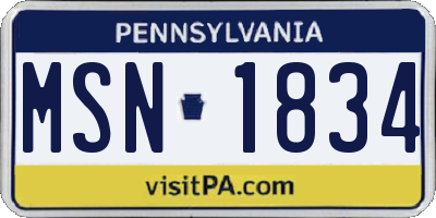 PA license plate MSN1834